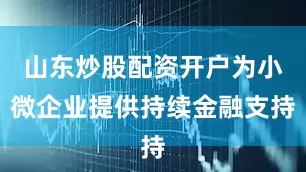 山东炒股配资开户为小微企业提供持续金融支持